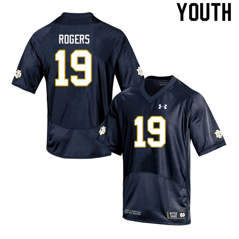 Youth #19 Moses Rogers Notre Dame Fighting Irish College Football Jerseys Sale-Navy - Click Image to Close